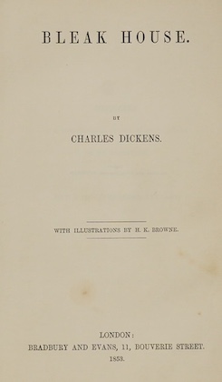 Dickens, Charles - Bleak House. First Edition. pictorial engraved and printed titles, frontis and 38 plates (by H.K.Browne); old half calf and marbled boards, gilt extra decorated panelled spine with red label, marbled e